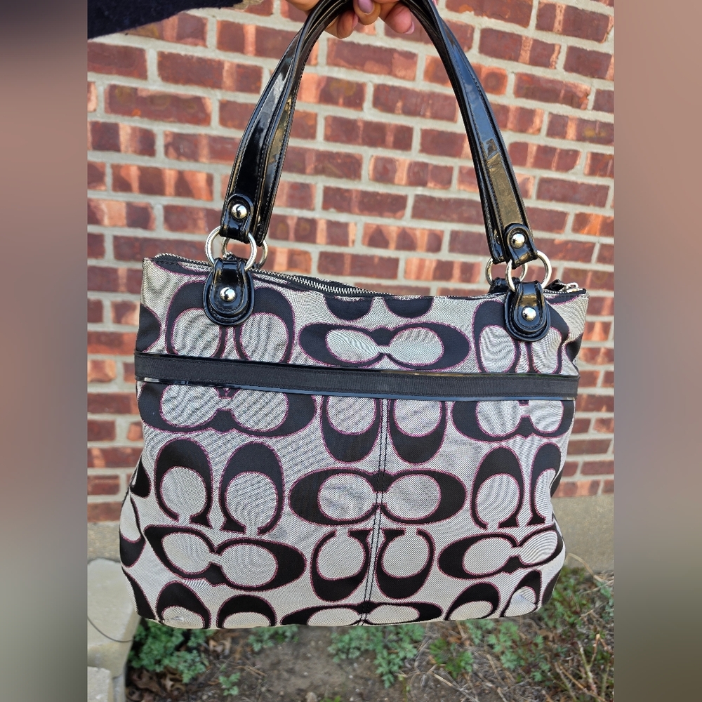 Coach Poppy Metallic Signature Tote Bag. - Picture 14 of 16
